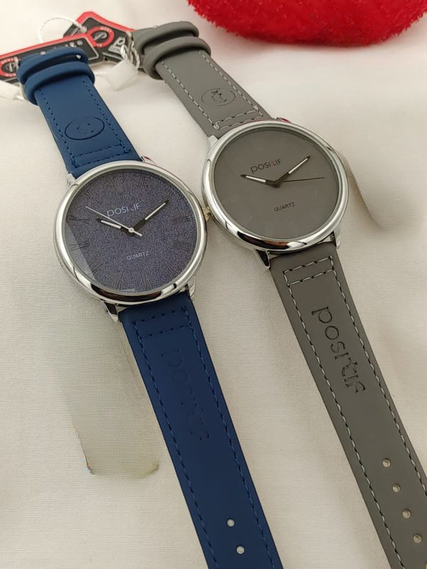 Positif Watch with Leather Strap – Stylish Analog Wristwatch for Men & Women (Without Box, Random Color)