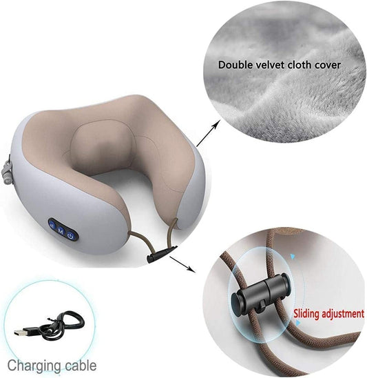 Rechargeable U-Shaped Neck Massager Pillow – Portable Shoulder & Cervical Pain Relief Massage for Home & Car