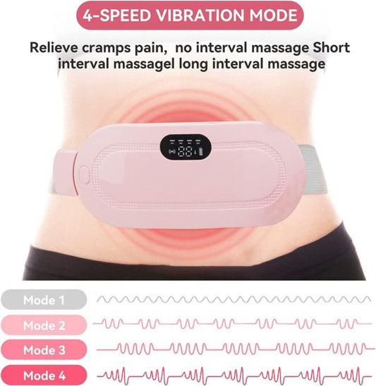Portable Menstrual Heating Pad Belt for Women – Electric Period Pain Relief Massager with 3 Heat Levels & 4 Massage Modes (Flower Box)