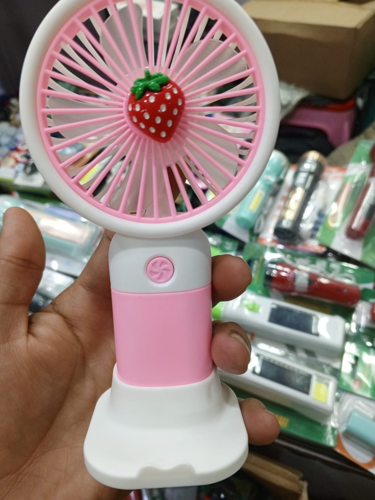 Rechargeable Mini Handy Fruit Character USB Fan – Portable Cute Handheld Cooling Fan for Kids & Travel