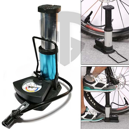 Foot & Hand Air Pump with Pressure Gauge – Portable Tire Inflator for Car, Bike, Cycle, Balls & Inflatables