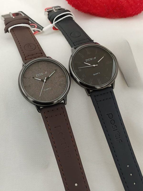 Positif Watch with Leather Strap – Stylish Analog Wristwatch for Men & Women (Without Box, Random Color)
