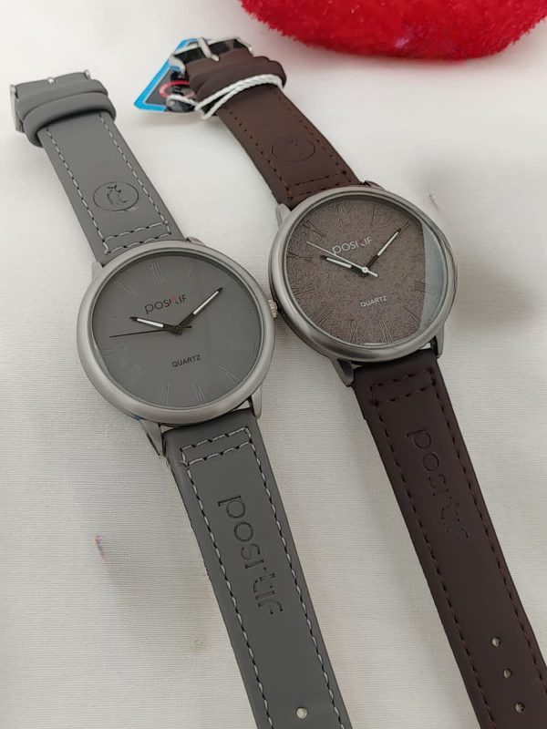 Positif Watch with Leather Strap – Stylish Analog Wristwatch for Men & Women (Without Box, Random Color)