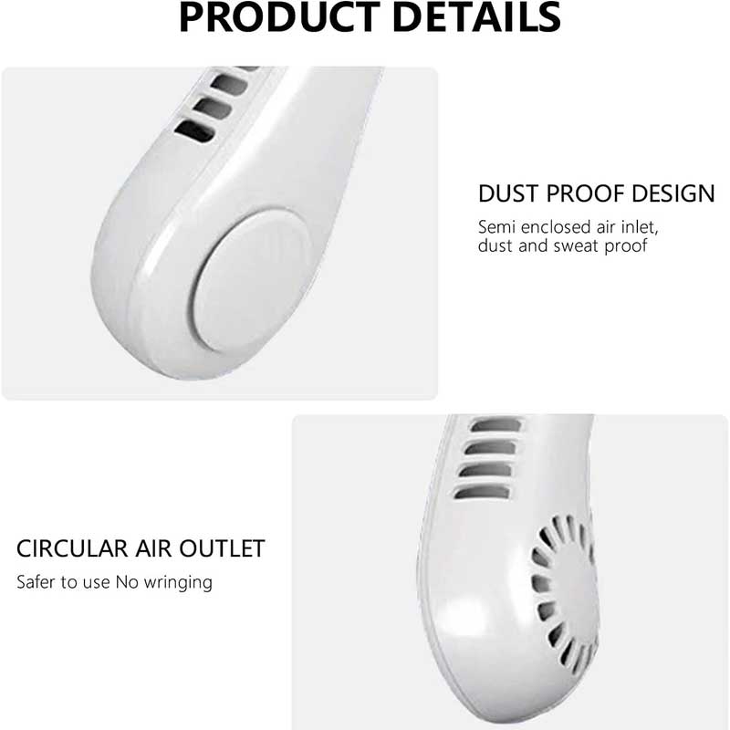 Portable Bladeless Neck Fan – 360° USB Rechargeable Hanging Neck Cooling Fan for Travel & Summer