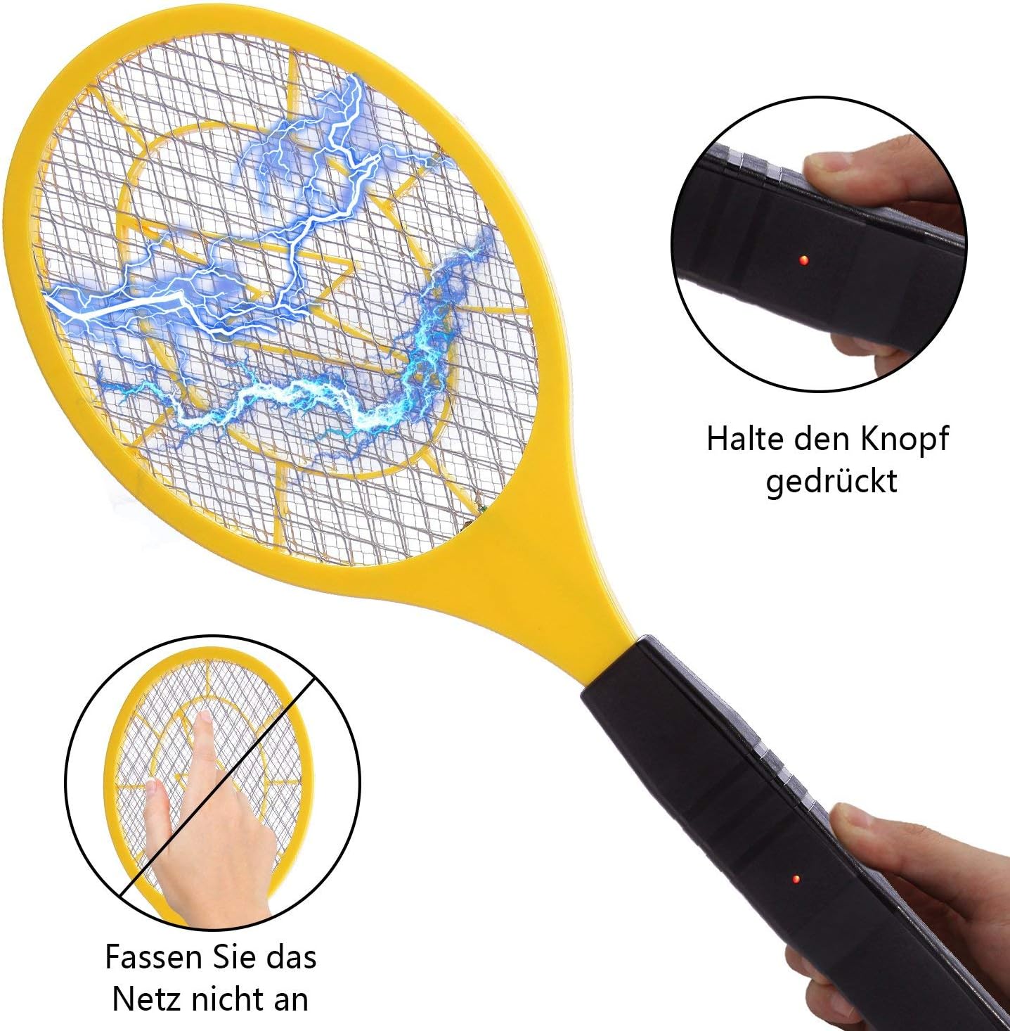 2-in-1 Electric Mosquito Killer Racket with LED Flashlight – Rechargeable Bug Zapper Bat (Random Color)
