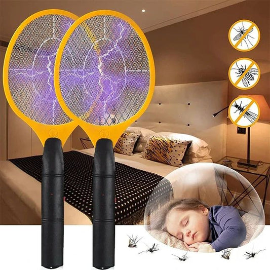 2-in-1 Electric Mosquito Killer Racket with LED Flashlight – Rechargeable Bug Zapper Bat (Random Color)