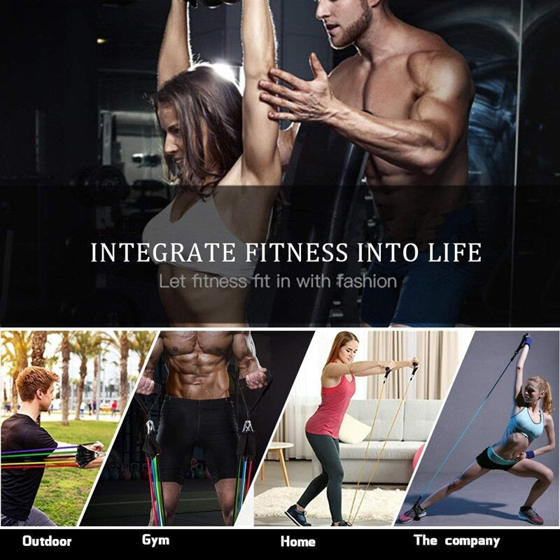 11 Piece Resistance Band Set – Strength Training, Yoga & Home Gym Fitness Bands for Men & Women