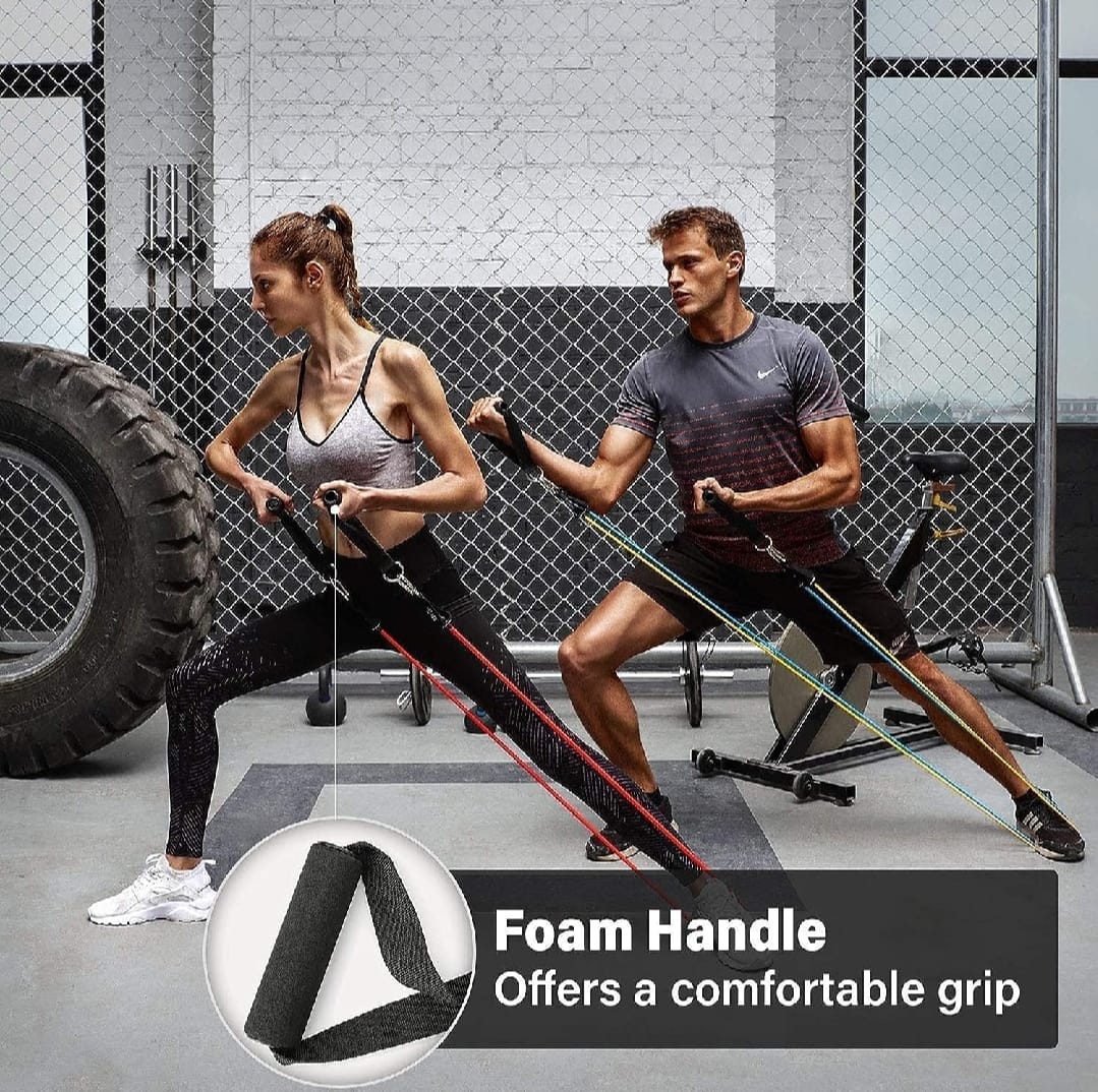 11 Piece Resistance Band Set – Strength Training, Yoga & Home Gym Fitness Bands for Men & Women