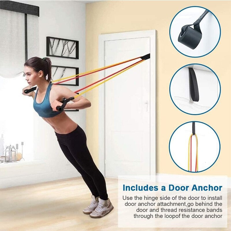 11 Piece Resistance Band Set – Strength Training, Yoga & Home Gym Fitness Bands for Men & Women