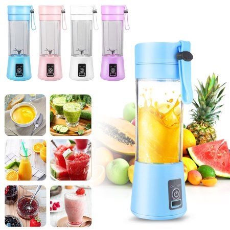 Rechargeable Portable Mini Juicer Blender – 6-Blade 380ml USB Juicing Cup for Smoothies & Fresh Juice