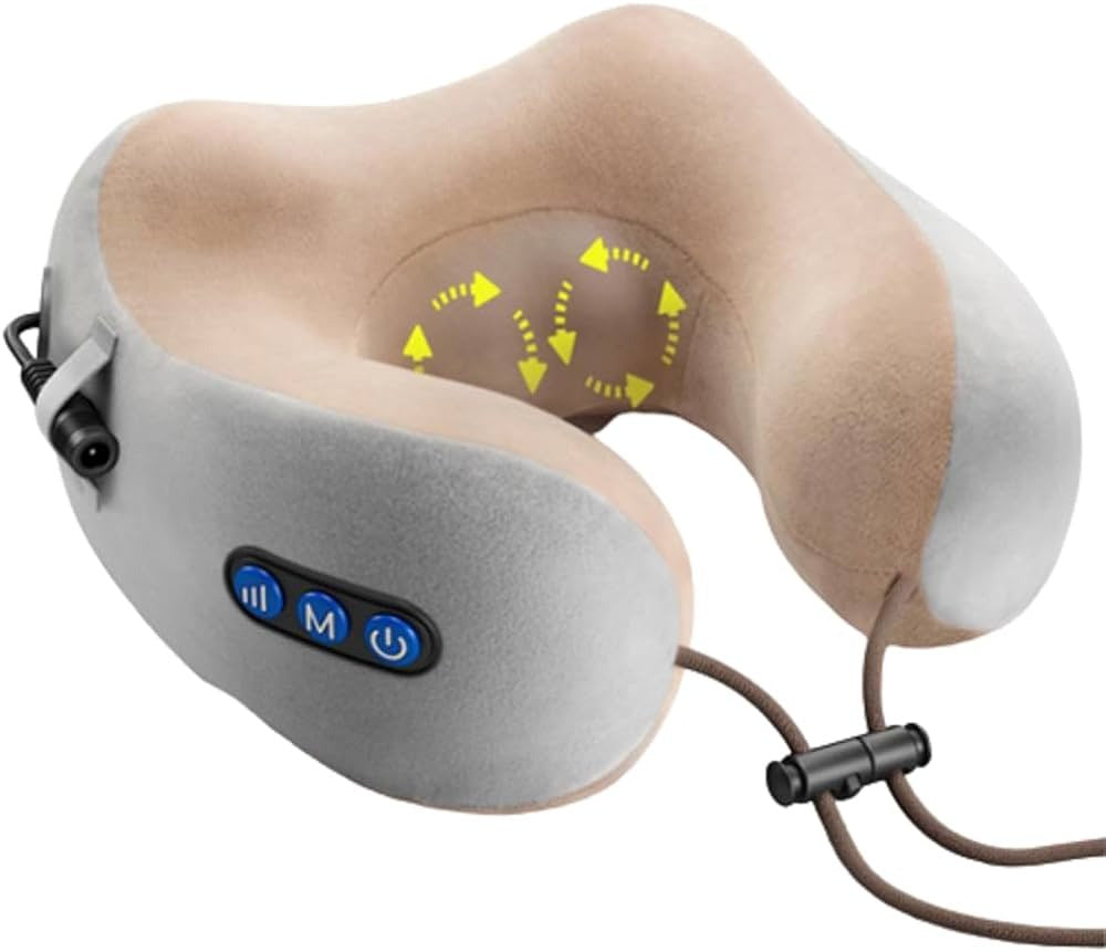 Rechargeable U-Shaped Neck Massager Pillow – Portable Shoulder & Cervical Pain Relief Massage for Home & Car