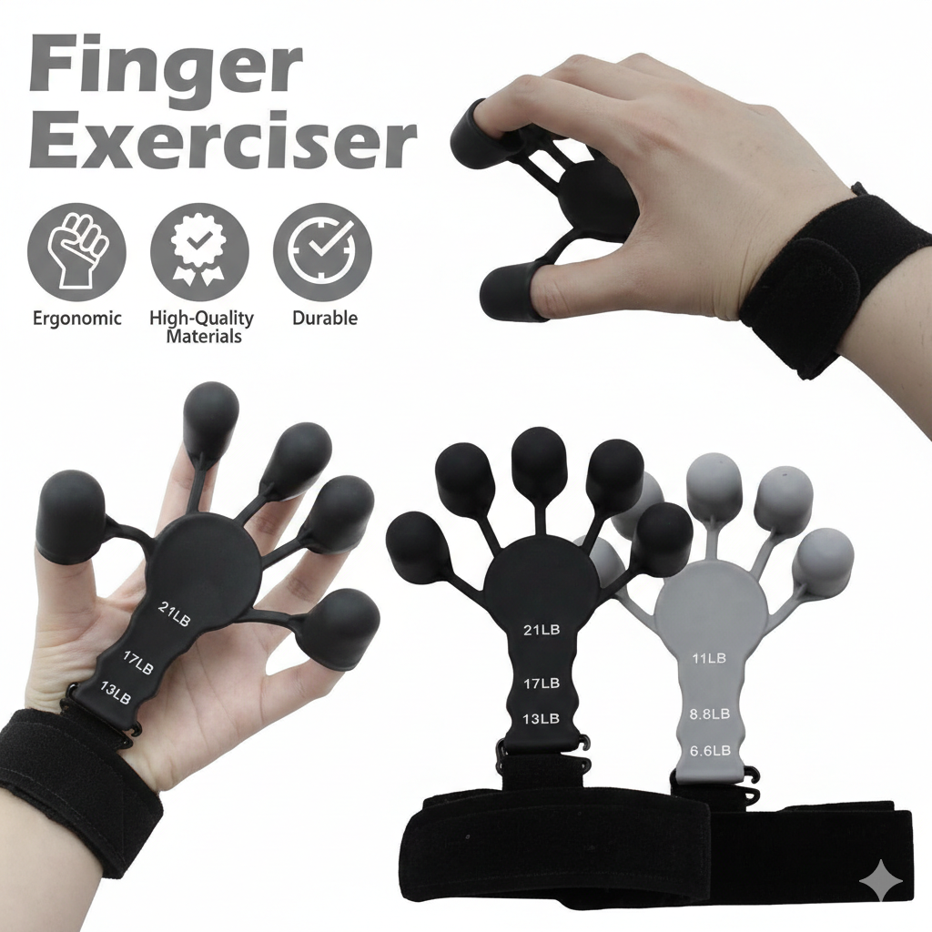 Silicone Grip Strengthener – Finger Stretcher Hand Grip Trainer for Gym, Fitness & Rehabilitation