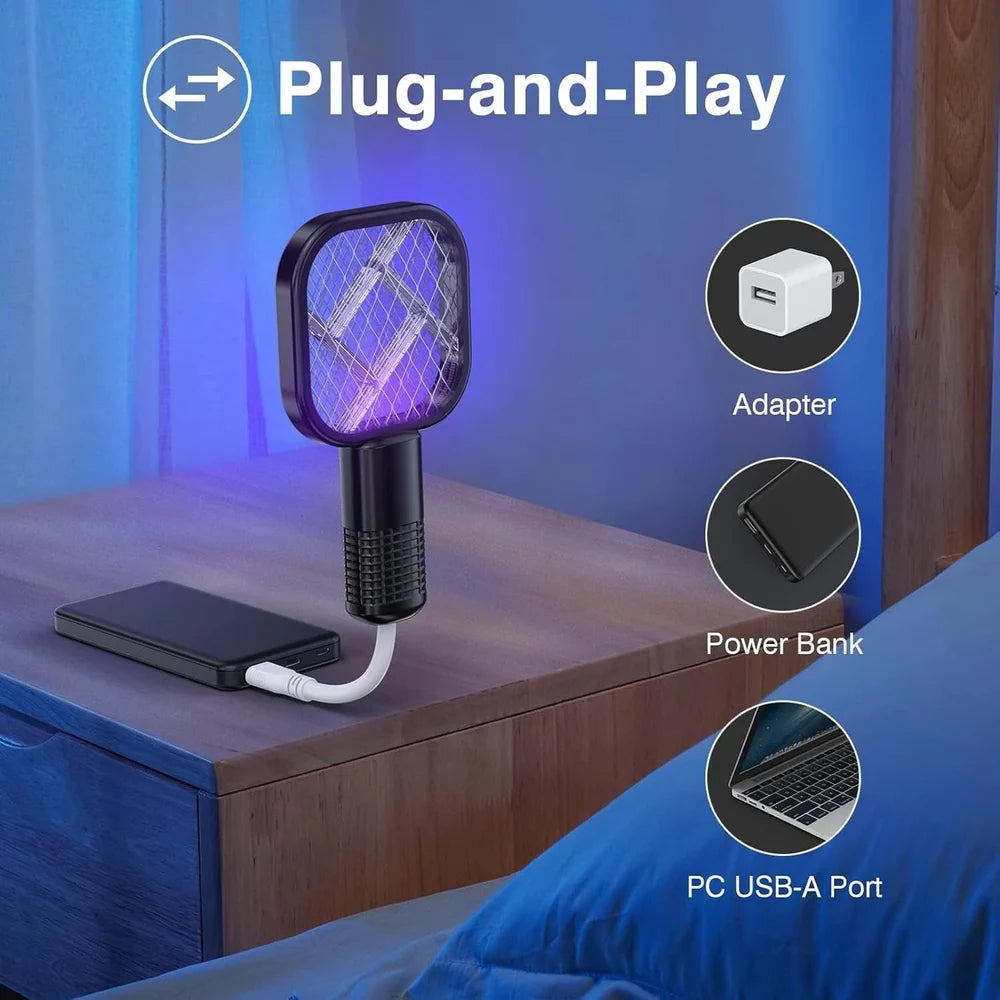 USB Rechargeable Mosquito Killer Racket with UV Light
