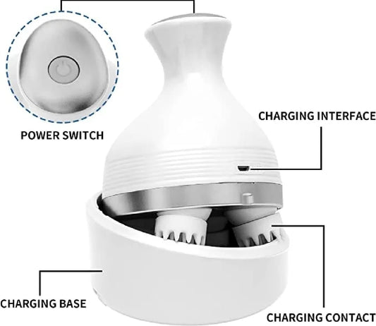 Electric Scalp Massager with 4D Kneading Nodes – Waterproof Handheld Head & Body Massager for Stress Relief
