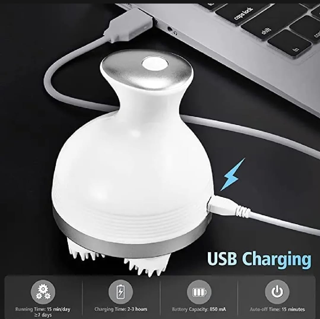 Electric Scalp Massager with 4D Kneading Nodes – Waterproof Handheld Head & Body Massager for Stress Relief