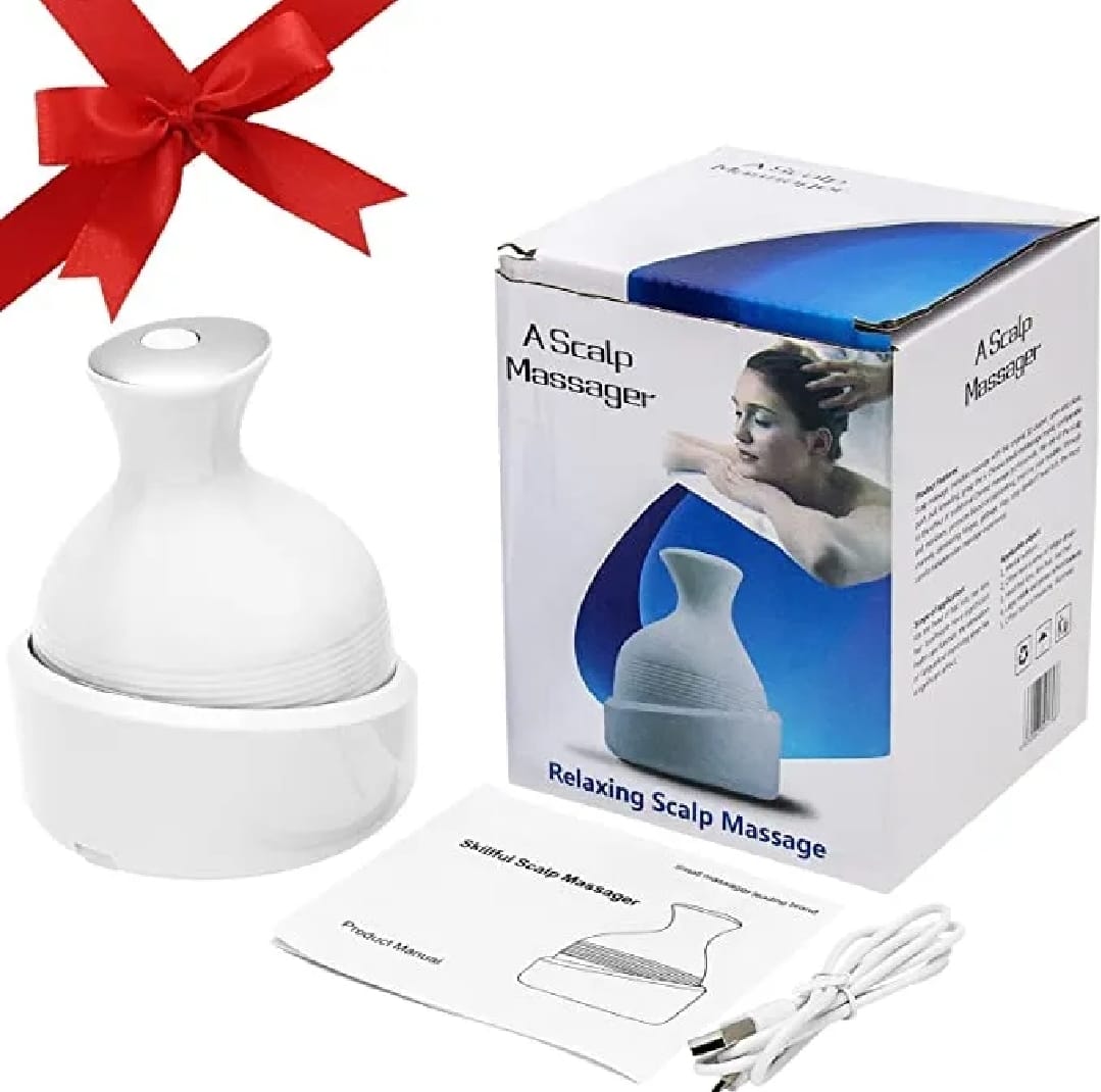 Electric Scalp Massager with 4D Kneading Nodes – Waterproof Handheld Head & Body Massager for Stress Relief