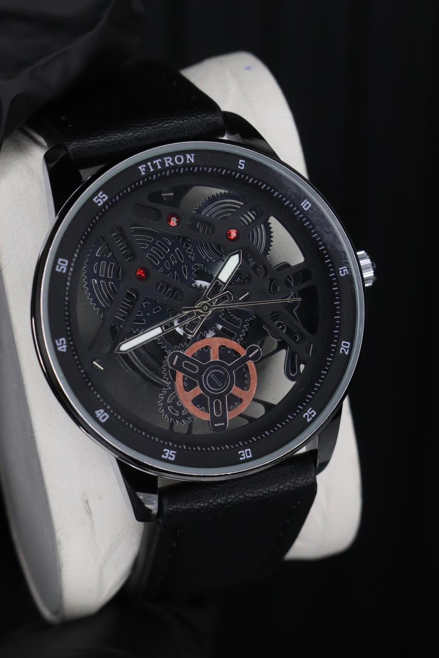 Fitron Classic Chrono Watch – Minimalist Stainless Steel Black Wristwatch (Without Box)