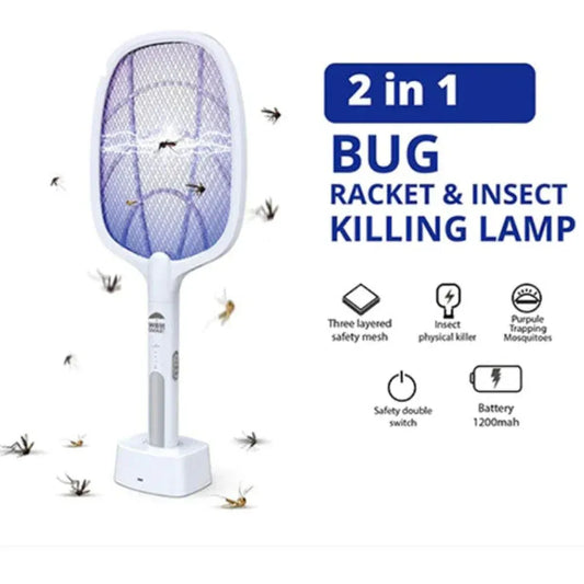 Nova Mosquito Killer Swatter 2 In 1 Rechargeable Electric Racket And Lamp With Type C Charging