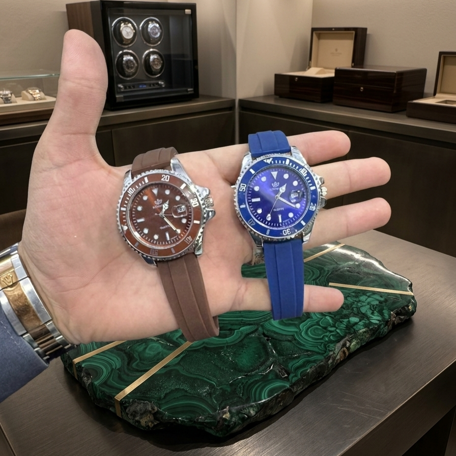 Men’s Luxury Sports Wristwatch – Stylish Blue Silicone Strap Durable Analog Watch