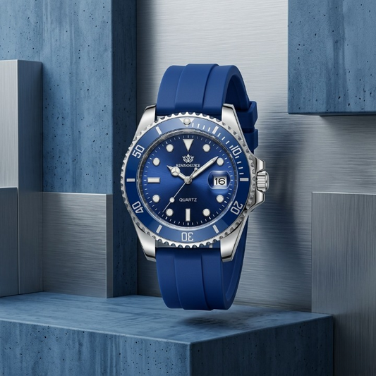Men’s Luxury Sports Wristwatch – Stylish Blue Silicone Strap Durable Analog Watch