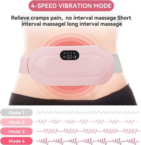 Portable Menstrual Heating Pad Belt for Women – Electric Period Pain Relief Massager with 3 Heat Levels & 4 Massage Modes (Flower Box)