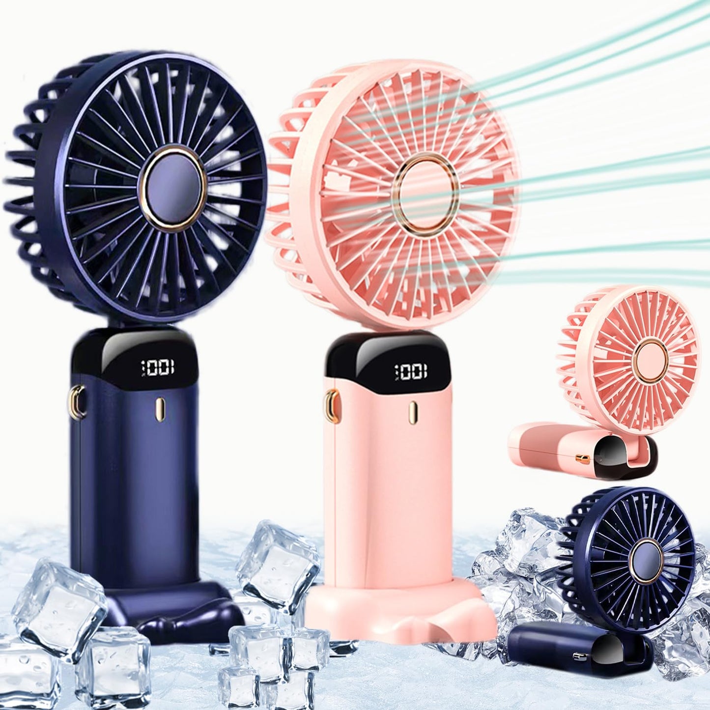Rechargeable Hand Fan with LED Display – 5 Speed Portable Mini Handy Cooling Fan for Kids & School