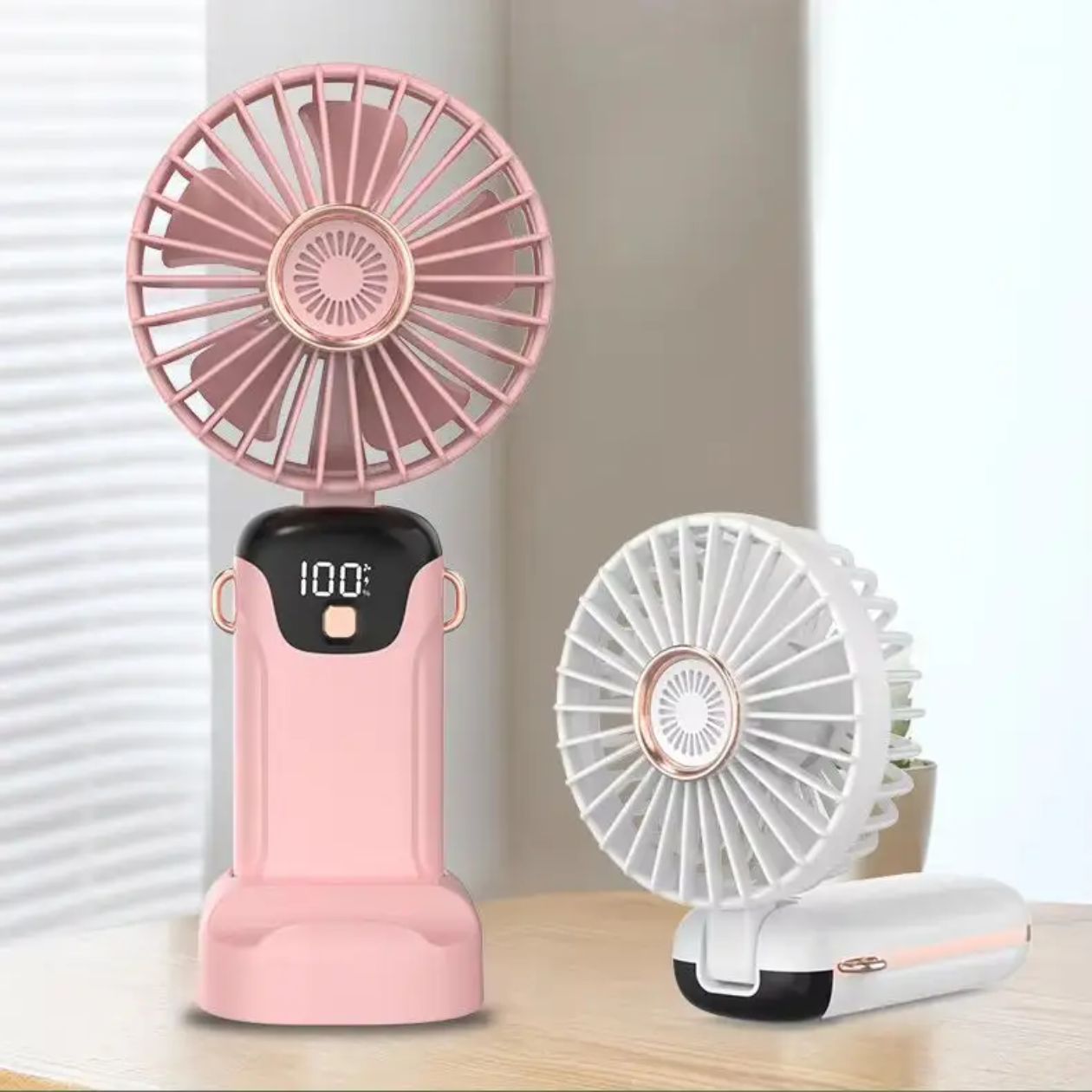 Rechargeable Hand Fan with LED Display – 5 Speed Portable Mini Handy Cooling Fan for Kids & School