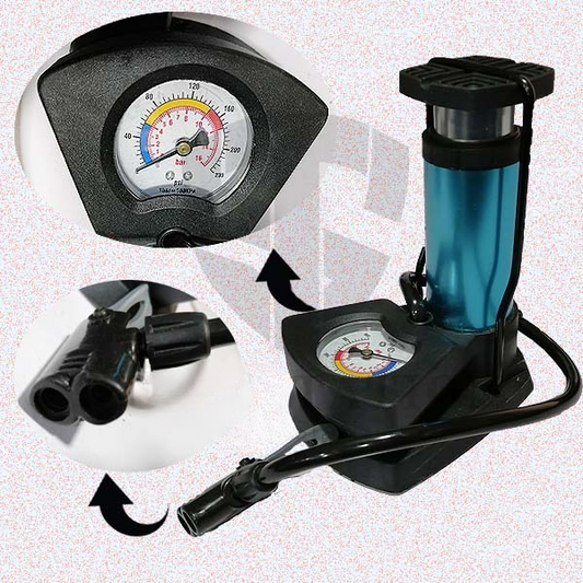 Foot & Hand Air Pump with Pressure Gauge – Portable Tire Inflator for Car, Bike, Cycle, Balls & Inflatables