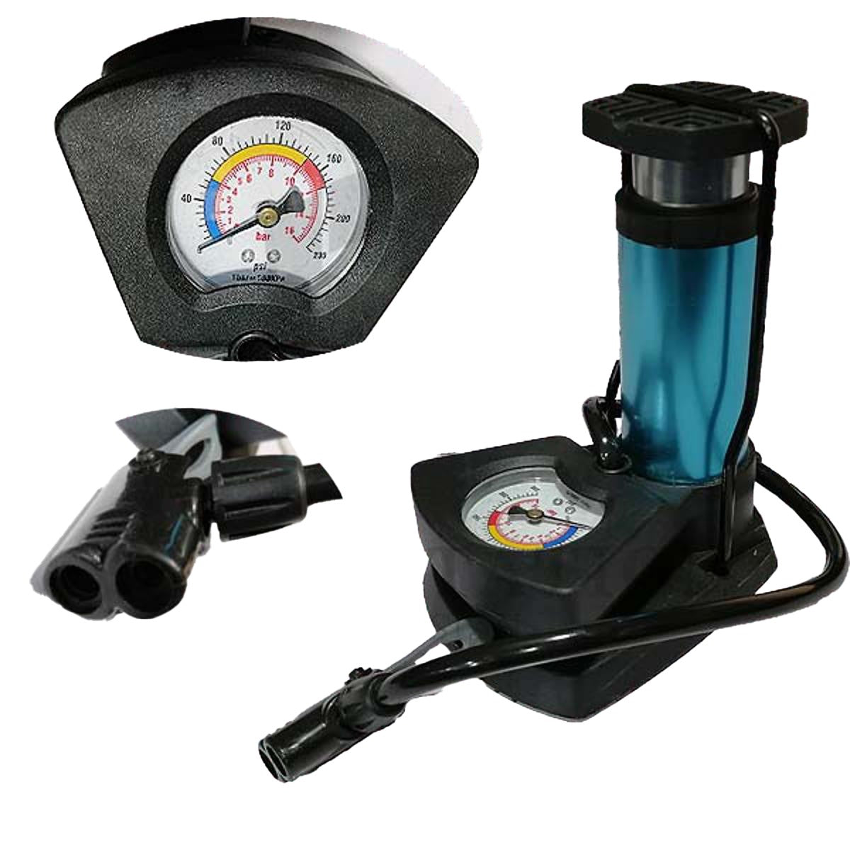 Foot & Hand Air Pump with Pressure Gauge – Portable Tire Inflator for Car, Bike, Cycle, Balls & Inflatables