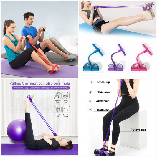 Foot Pedal Resistance Band Tummy Trimmer – Sit Up Pull Rope for Home Workout, Yoga & Fitness
