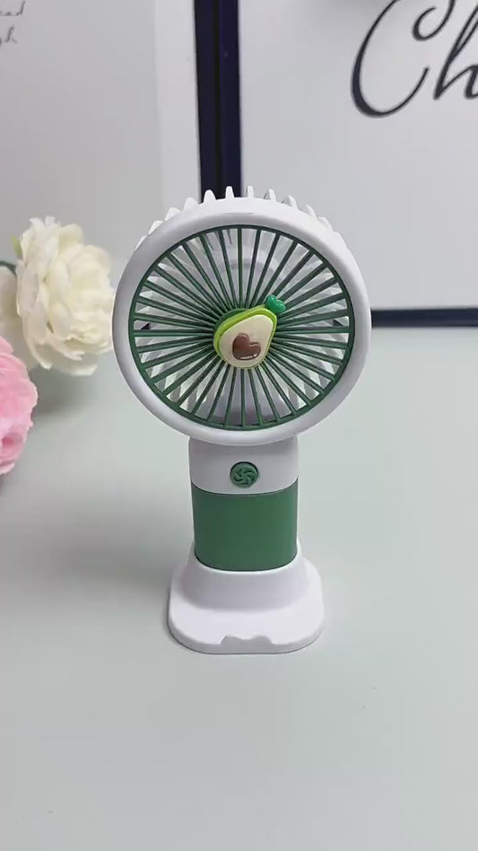 Rechargeable Mini Handy Fruit Character USB Fan – Portable Cute Handheld Cooling Fan for Kids & Travel